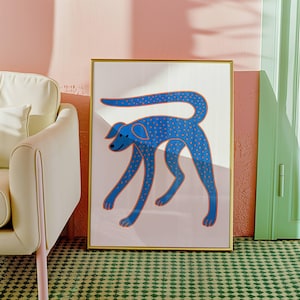 Colourful Dog Wall Art, Minimalist Animal Poster, Bold Modern Illustration, Quirky Print, Playful Home Decor, Pop Art Dog, Graphic Art Print