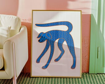 Colourful Dog Wall Art, Minimalist Animal Poster, Bold Modern Illustration, Quirky Print, Playful Home Decor, Pop Art Dog, Graphic Art Print