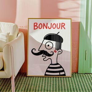 French Mime Poster, Kitchen Decor, Unique Posters Home Wall Decor Paris Art Print French Kitchen Prints French Wall Art France Art Prints