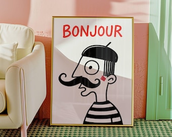 Póster de mimo francés, decoración de cocina, pósteres únicos, decoración de pared para el hogar, impresión artística de París, impresiones de cocina francesa, arte mural francés, impresiones artísticas de Francia