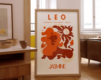 Custom Zodiac Star Sign Print, Astrology Gift, Horoscope Wall Art, Personalised Leo Poster, Home Decor, Astrology Gift, Birthday Gift