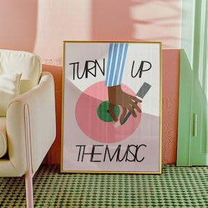 Music Inspired Art Print, Music Lyrics Wall Art, Retro Music Print, Disco Print, Retro Record Player, Vintage Vinyl Record Wall Art, Gift