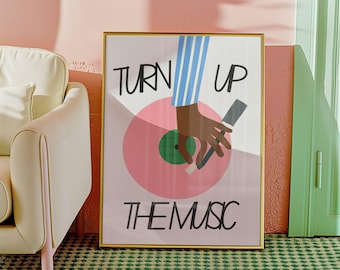 Op muziek geïnspireerde kunstprint, muziekteksten kunst aan de muur, retro muziek print, disco print, retro platenspeler, vintage vinylplaat kunst aan de muur, cadeau