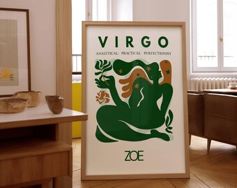 Custom Zodiac Star Sign Print, Astrology Gift, Horoscope Wall Art, Personalised Virgo Poster, Home Decor Astrology Gift, Birthday Gift