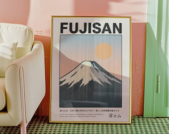 Mount Fuji Wall Art Print Japanse minimalistische poster zwart-wit Japan artwork Zen Mountain decor moderne Aziatische landschap print cadeau-idee