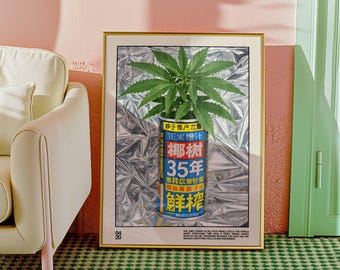 Póster de fumador de marihuana, arte mural 420, amante del cannabis, impresión de fumador, regalo para fumadores, arte moderno, arte mural vanguardista, arte metálico futurista.