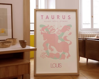 Custom Zodiac Star Sign Print, Astrology Gift, Horoscope Wall Art, Personalised Taurus Poster, Home Decor Astrology Gift, Birthday Gift