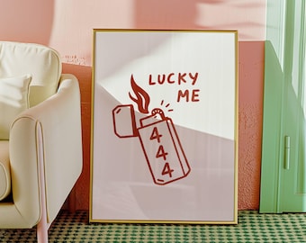 Impresión de números de ángeles, póster del número 444 de la suerte, decoración minimalista, impresiones de moda, pósteres originales, decoración moderna para el hogar, arte mural estético espiritual.