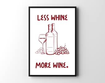 Wine Lover Wall Art Poster | Funny Wine Quote, Vintage Red, Retro Kitchen, Mid Century Modern Print, Dining Room Home Decor, Gifts For Women