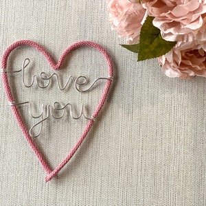 Knitted Wire Heart, Love You Gift, Knitted Wire Art, Knitted Words, Wire Wall Art, Wire Words, Childrens Room, Nursery Decor, Home Decor