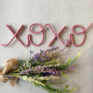 Knitted Wire Word, XOXO, Knitted Wire Art, Knitted Words, Wire Wall Art, Wire Words, Gifts for her, Gifts for couple, Home Decor, Valentine