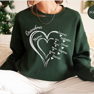 Personalized Mama Name Sweater, Mama Sweater, Nana Sweater, Grandma Sweater, Nana Gift, Grandma gift, Mimi gift, Custom Name Heart Sweater