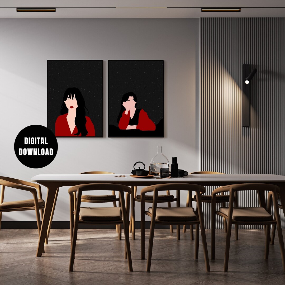 Digital Download Set of 2 Black Wall Art Black and Red Etsy