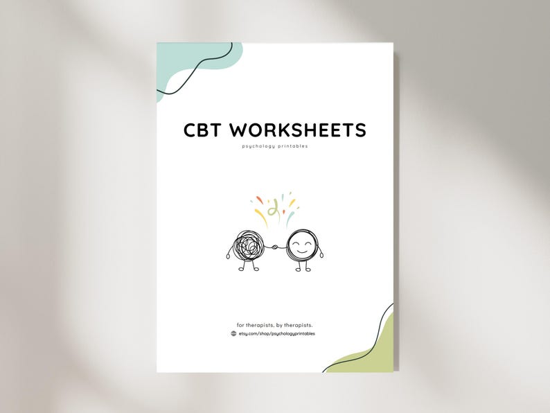 CBT Printable Worksheets for Teens &amp; Adults, PDF Download, for ...