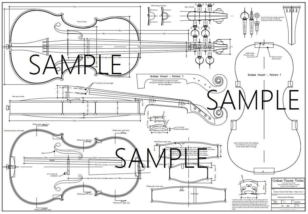 Violin Making Plans A1 Violin Maker Luthier Etsy