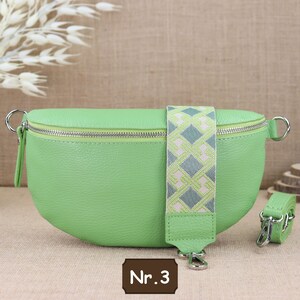 Light green leather fanny pack with 2 straps for women, leather shoulder bag, crossbody bag with different sizes, gift shoulder bag Hellgrün Nr.3