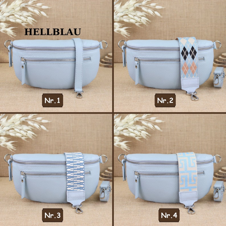 Leder Umhängetasche für Frauen in verschiedenen Farben und Größen, Bauchtasche mit gemustertem Riemen, Leder Schultertasche Crossbody Tasche zdjęcie 3