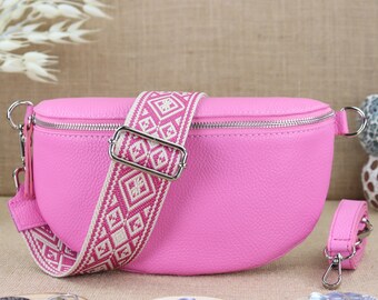 Women's leather shoulder bag with extra straps, leather shoulder bag, crossbody bag with different sizes, leather bum bag for women