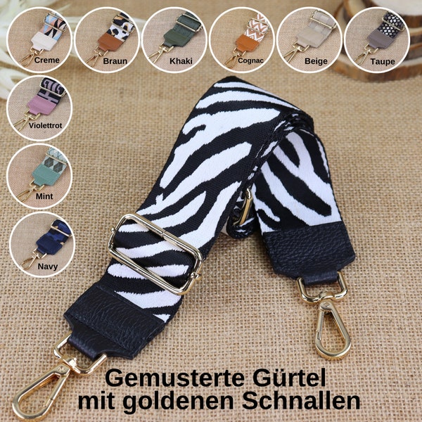 Patterned bag belts for women with gold hardware, wide fabric bag straps, camera bag strap, shoulder strap, gift for her