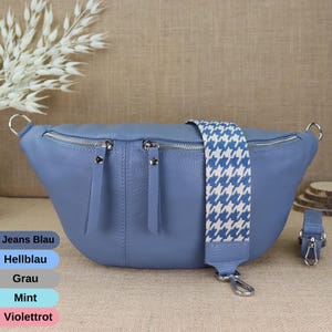 Große Leder-Umhängetasche für Damen mit extra gemusterten Riemen, Leder-Bauchtasche, Crossbody-Tasche, Schultertasche, Geschenk für Sie