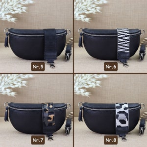 Schwarz Bauchtasche Leder für Frauen mit 2 Riemen, Leder Schultertasche, Crossbody Tasche mit verschiedenen Größen, Geschenk für sie Bild 7