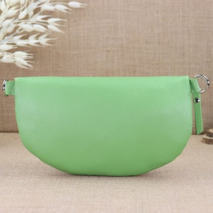 Light green leather fanny pack with 2 straps for women, leather shoulder bag, crossbody bag with different sizes, gift shoulder bag image 10