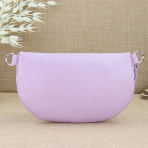 Purple leather fanny pack for women with 2 straps, leather shoulder bag, crossbody bag, belt bag with straps, women's leather shoulder bag image 10