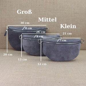 Graue Wildleder Bauchtasche für Frauen, Leder Umhängetasche für Damen, Rauleder Crossbody Tasche mit verschiedenen Größen, Schultertasche Bild 2