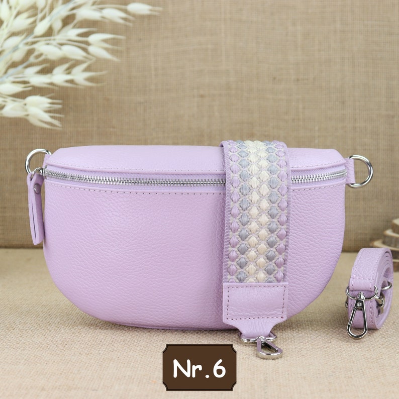 Purple leather fanny pack for women with 2 straps, leather shoulder bag, crossbody bag, belt bag with straps, women's leather shoulder bag Lila Nr.6