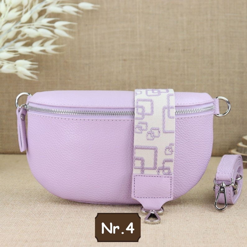 Purple leather fanny pack for women with 2 straps, leather shoulder bag, crossbody bag, belt bag with straps, women's leather shoulder bag Lila Nr.4