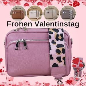 Leder Umhängetasche für Frauen mit extra gemusterten Riemen, Damen Leder Bauchtasche, Crossbody Tasche mit breiten Gürtel, Schultertasche
