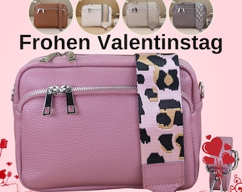 Leren schoudertas voor dames met extra patroonriemen, leren heuptasje voor dames, crossbody tas met brede riem, schoudertas