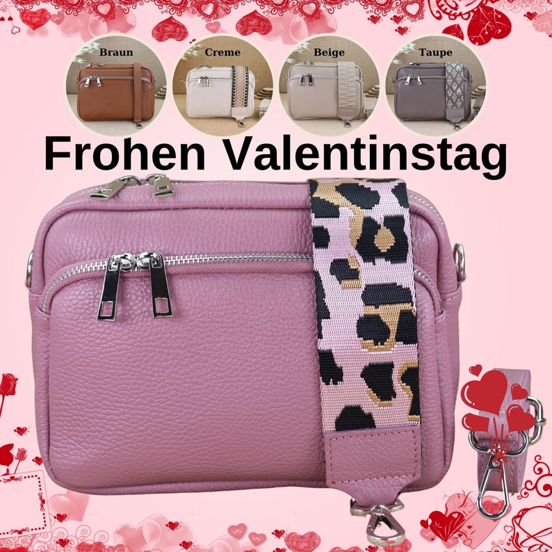 Leder Umhängetasche für Frauen mit extra gemusterten Riemen, Damen Leder Bauchtasche, Crossbody Tasche mit breiten Gürtel, Schultertasche Bild 1