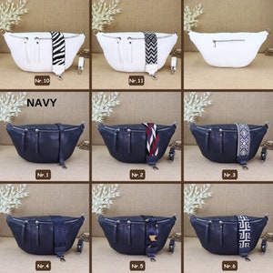 Silver zipper large leather fanny pack with 2 straps for women, women's leather shoulder bag, crossbody bag, shoulder bag image 6