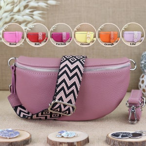 Frauen Leder Bauchtasche mit breitem Riemen, Leder Schultertasche, Crossbody-Tasche und Umhängetasche in verschiedenen Farben und Größen