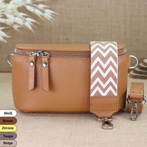 Leder Bauchtasche mit 2 Riemen für Damen, Frauen Leder Schultertasche, Crossbody Tasche in verschiedenen Farben und Größen, Geschenk für sie