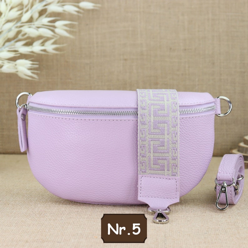 Sac banane en cuir violet pour femme avec 2 sangles, sac à bandoulière en cuir, sac à bandoulière, sac ceinture avec sangles, sac à bandoulière en cuir pour femme Lila Nr.5