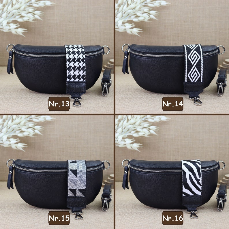 Schwarz Bauchtasche Leder für Frauen mit 2 Riemen, Leder Schultertasche, Crossbody Tasche mit verschiedenen Größen, Geschenk für sie Bild 9