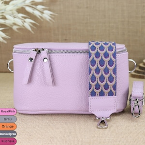 Women&#39;s leather shoulder bag with 2 straps, crossbody bag, leather bum bag, elegant handbag for women in different colors