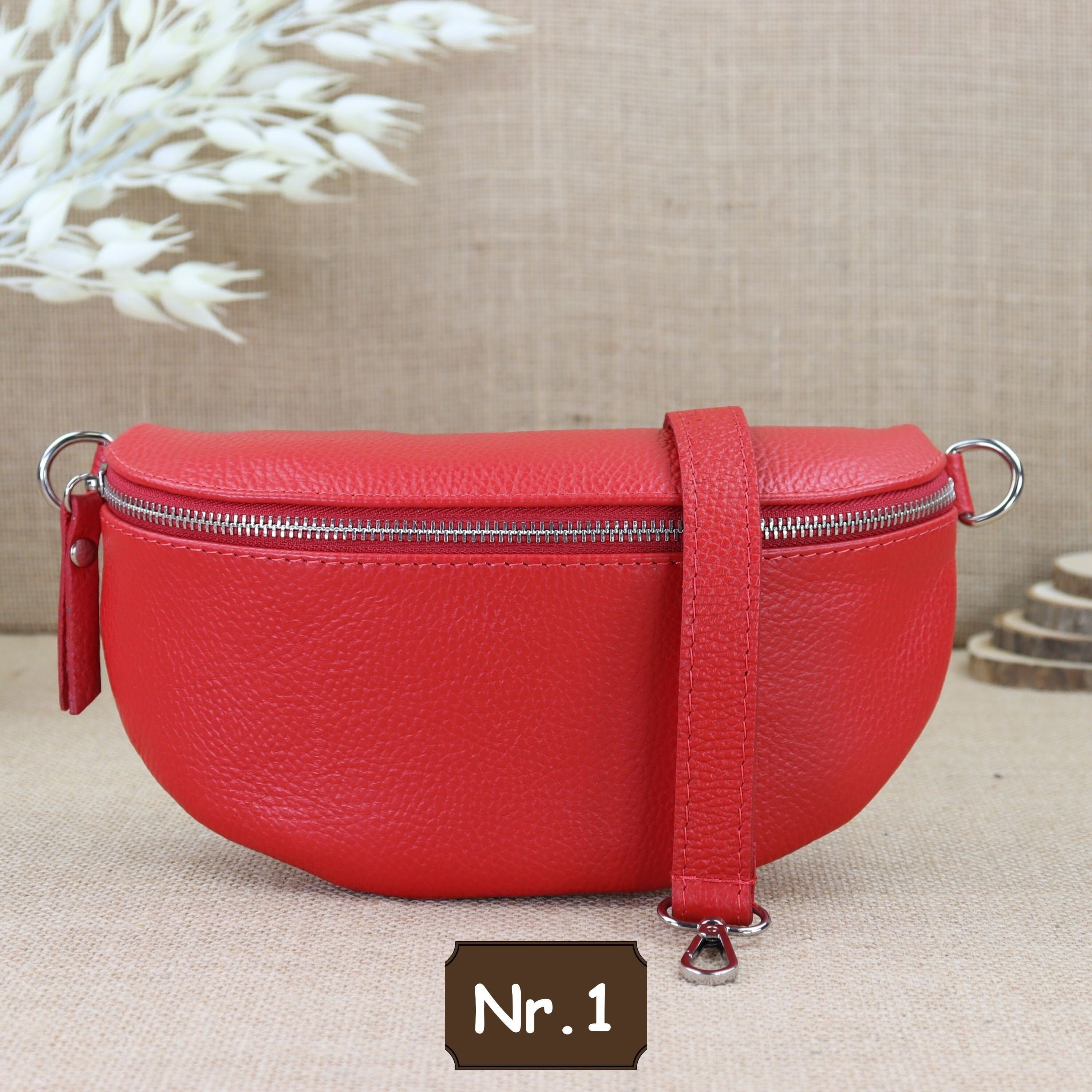 Red Women s Leather Bum Bag With Wide Strap Leather Shoulder Bag Crossbody Bag Shoulder Bag in Different Colors and Sizes Etsy