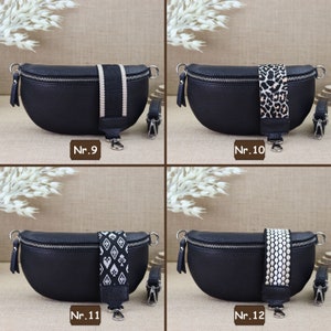 Schwarz Bauchtasche Leder für Frauen mit 2 Riemen, Leder Schultertasche, Crossbody Tasche mit verschiedenen Größen, Geschenk für sie Bild 8