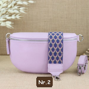Purple leather fanny pack for women with 2 straps, leather shoulder bag, crossbody bag, belt bag with straps, women's leather shoulder bag Lila Nr.2