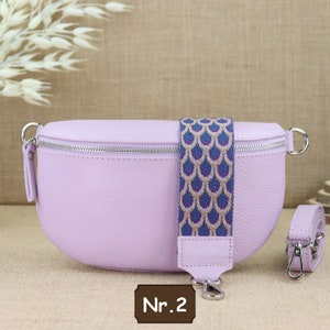 Sac banane en cuir violet pour femme avec 2 sangles, sac à bandoulière en cuir, sac à bandoulière, sac ceinture avec sangles, sac à bandoulière en cuir pour femme image 4