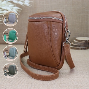 Kleine Leder Crossbody Bag Damen – Umhängetasche mit 2 Riemen, Leder Schultertasche, Handtasche, Geschenk Freundin, Valentinstag