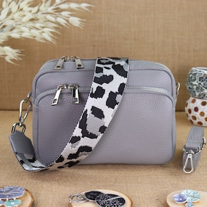 Graue Leder Bauchtasche mit 2 Riemen für Frauen, Damen Leder Schultertasche, Crossbody Bag, Umhängetasche, Handtasche, Geschenk für sie