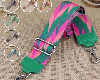 Leather Bag Straps for Women, Patterned Leather Belt for Bags with Silver Hardware, Wide Crossbody Strap, Carry Strap, Gift for Her