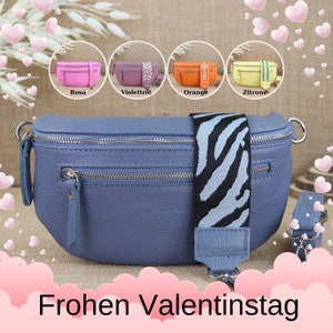 Shoulder bag with patterned strap, leather fanny pack for women in different colors and sizes, leather shoulder bag crossbody bag