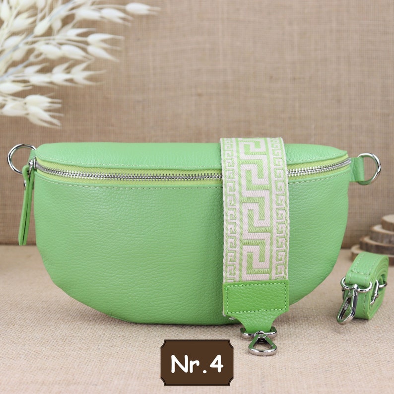 Light green leather fanny pack with 2 straps for women, leather shoulder bag, crossbody bag with different sizes, gift shoulder bag Hellgrün Nr.4