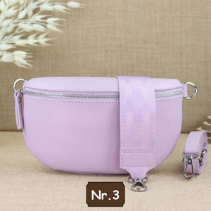 Purple leather fanny pack for women with 2 straps, leather shoulder bag, crossbody bag, belt bag with straps, women's leather shoulder bag Lila Nr.3