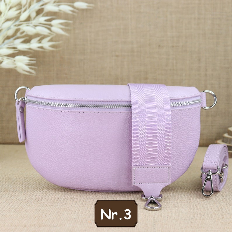 Purple leather fanny pack for women with 2 straps, leather shoulder bag, crossbody bag, belt bag with straps, women's leather shoulder bag Lila Nr.3